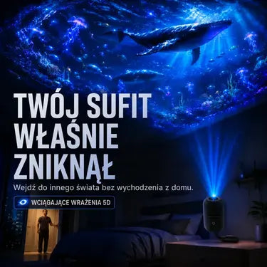 HAJUEI® 🔊 Inteligentny holograficzny projektor nocny 5D HD ✨ Dynamiczna projekcja galaktyk i nastrojowe światło, które tworzy magiczną atmosferę w Twoim domu 💎