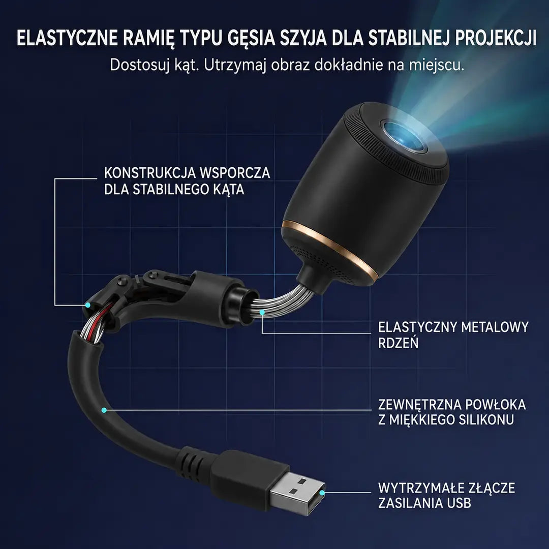 HAJUEI® 🔊 Inteligentny holograficzny projektor nocny 5D HD ✨ Dynamiczna projekcja galaktyk i nastrojowe światło, które tworzy magiczną atmosferę w Twoim domu 💎