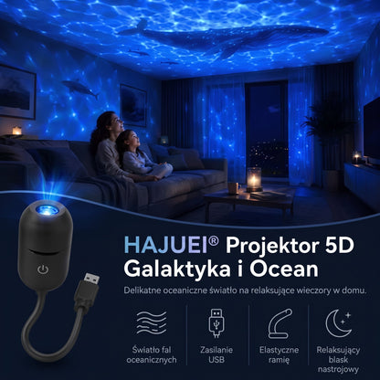 HAJUEI® 🔊 Inteligentny holograficzny projektor nocny 5D HD ✨ Dynamiczna projekcja galaktyk i nastrojowe światło, które tworzy magiczną atmosferę w Twoim domu 💎